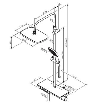 Душевая система Damixa Gala 953760300 с термостатом Черная матовая — фото 7, Душевые стойки