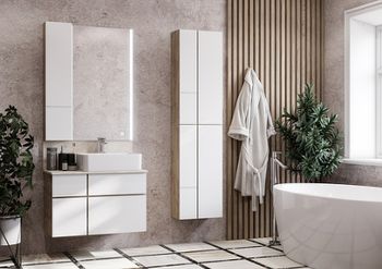 Подвесной шкаф Aquaton Мишель 23 1A244303MIX40 Дуб эндгрейн Белый — фото 4, Шкафы для ванной