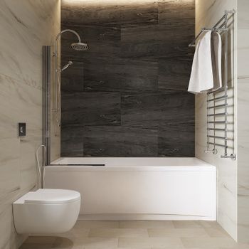 Шторка на ванну Triton Соло 75х140 Щ0000038541 профиль Хром стекло прозрачное — фото 2, Шторки для ванной распашные