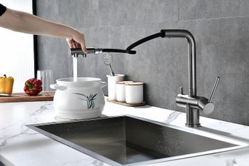 Смеситель для кухни Paulmark Serpentine Se213222-GM Вороненая сталь — фото 18, Смесители для кухни