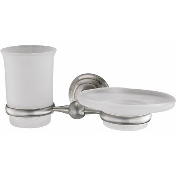 Стакан для зубных щеток с мыльницей WasserKRAFT Ammer K-7026 Хром матовый — фото 1, Стаканы для зубных щеток