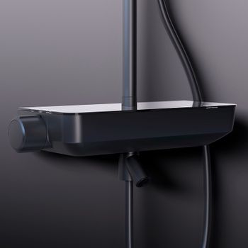 Душевая система Damixa Scandinavian Pure 936760300 с термостатом Черная матовая — фото 4, Душевые стойки