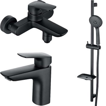 Комплект смесителей Aquatek Вега AQ1030MB Черный матовый — фото 1, Готовые комплекты для ванной комнаты