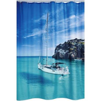 Штора для ванны Ridder Blue Paradise 180х200 42073000 Синий Белый — фото 1, Шторы для ванной