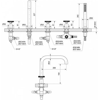 Смеситель на борт ванны Migliore Reversa 28204 Золото — фото 3, Смесители на борт ванны
