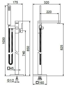 Смеситель для ванны Webert Pegaso PE851101010 Золото — фото 2, Смесители напольные