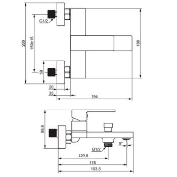 Смеситель для ванны Damixa Gala 531000600 Золото — фото 4, Смеситель для ванны
