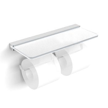 Держатель туалетной бумаги Langberger 32042B двойной с полкой Матовый хром — фото 1, Держатели туалетной бумаги