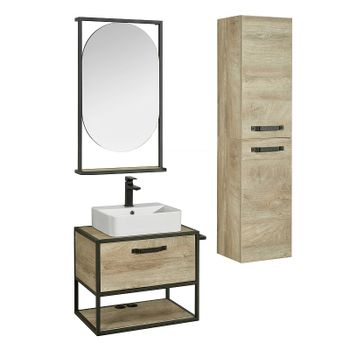 Тумба под раковину Aquaton Лофт Фабрик 65 1A242301LTDU0 подвесная Дуб эндгрейн — фото 7, Тумбы под раковину