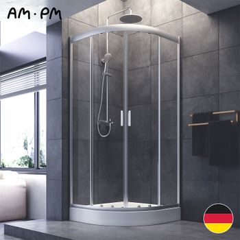 Душевой уголок AM.PM Gem W90G-401-090WT Профиль матовый хром, стекло прозрачное — фото 12, Душевые уголки четверть круга