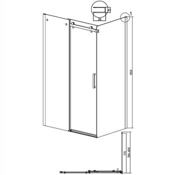 Душевая стенка Grossman Classic 80 200.K33.04.80.42.00 профиль Графит сатин стекло прозрачное — фото 6, Боковые стенки