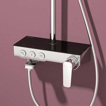 Душевая система Teska Niagara NG3501S с термостатом Хром Черное стекло — фото 2, Душевые стойки