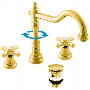 Смеситель для раковины Rav Slezak Morava retro MK132.5Z Золото — фото 1, Смесители для раковины