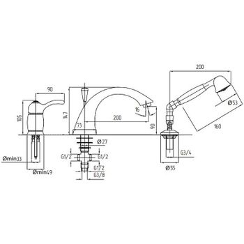 Смеситель на борт ванны Migliore Lem Swarovski 18891 Золото — фото 2, Смесители на борт ванны