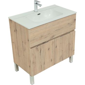 Тумба под раковину Aquanet Алвита New 80 277553 Дуб Веллингтон — фото 1, Тумбы под раковину