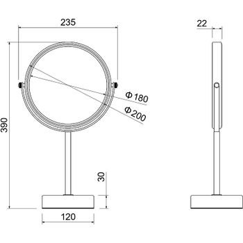 Косметическое зеркало Aquatek AQ4913CR Хром — фото 2, Косметические зеркала