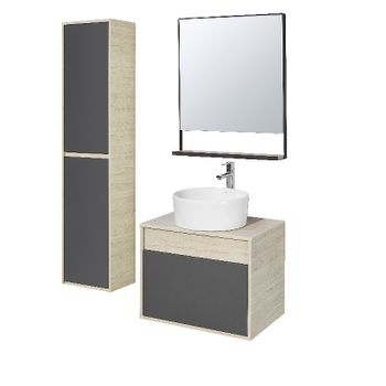 Тумба под раковину Aquaton Лофт Урбан 65 1A254001LQX60 подвесная Cерый графит Дуб орегон — фото 8, Тумбы под раковину