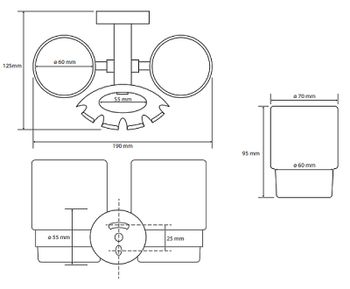 Стакан для зубных щеток Bemeta Omega 104110042 двойной Хром — фото 3, Стаканы для зубных щеток