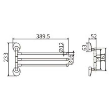 Полотенцедержатель CeramaLux Valencia 73214-3 поворотный Хром — фото 2, Полотенцедержатели