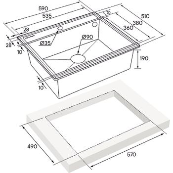 Кухонная мойка Paulmark Stepia 60 PM115951-WH Белая — фото 2, Кухонные мойки