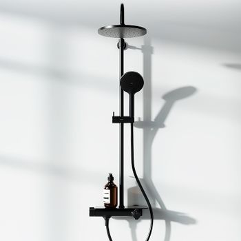 Душевая система Damixa Jupiter 977750300 с термостатом Черная матовая — фото 2, Душевые стойки