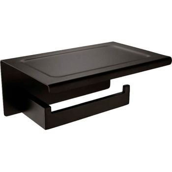 Держатель туалетной бумаги Orans P-7205 7205p00 с полкой Черный матовый — фото 1, Держатели туалетной бумаги