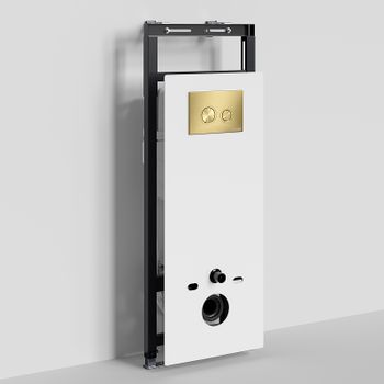 Инсталляция WasserKRAFT Salm 27TLT.010.ME.WH.MG01 для унитаза Белое стекло с клавишей смыва Золото матовое — фото 1, Инсталляции для унитазов