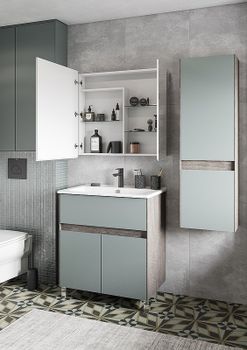 Тумба под раковину Aquaton Форест 75 1A278301FR9C0 Дуб рошелье Сумеречный голубой — фото 9, Тумбы под раковину