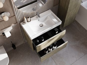 Тумба под раковину Roca Ona 80 A857630511 подвесная Темный вяз — фото 8, Тумбы под раковину