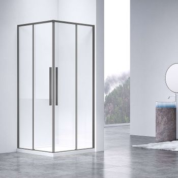 Душевой уголок Vincea Slim-N 100x80 VSS-4SN8010CLGM профиль Вороненая сталь стекло прозрачное — фото 1, Прямоугольные душевые уголки
