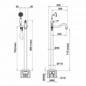 Смеситель для ванны Migliore Oxford 19557 Бронза — фото 2, Смесители напольные