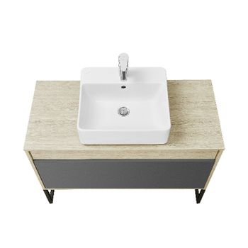 Тумба под раковину Aquaton Лофт Урбан 100 1A247701LQX60 подвесная Cерый графит Дуб орегон — фото 12, Тумбы под раковину