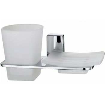 Стакан для зубных щеток с мыльницей WasserKRAFT Leine K-5026 Хром — фото 1, Стаканы для зубных щеток