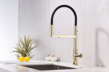 Смеситель для кухни Paulmark Tornado To213402-G Золото — фото 9, Смесители для кухни