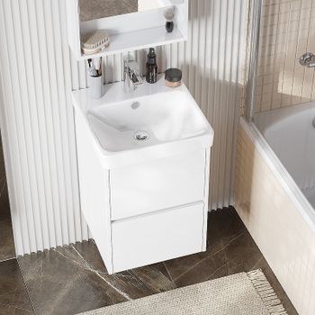 Тумба под раковину Aquaton Сканди 45 1A251601SD010 подвесная Белая — фото 5, Тумбы под раковину