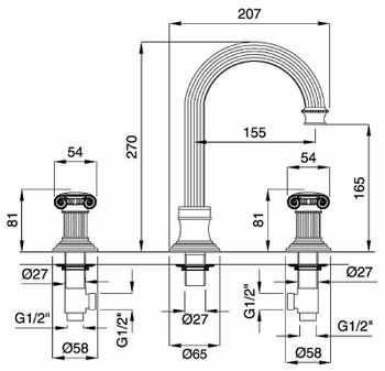 Смеситель для раковины Cezares Olimp BLS2-A OLIMP-BLS2-A-02-O Бронза — фото 3, Смесители для раковины
