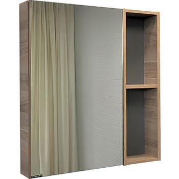 Зеркальный шкаф Comforty Дуэт 75 00-00009924 Дуб натуральный — фото 1, Зеркальные шкафы в ванную