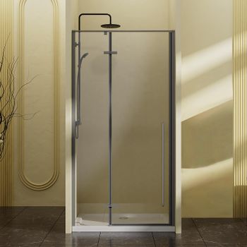 Душевая дверь Vincea Slim-N 100 VDPH-5SN100CLGM профиль Вороненая сталь стекло прозрачное — фото 1, Распашные душевые двери