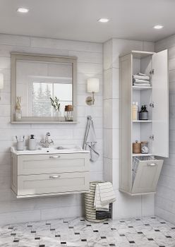 Тумба под раковину Aquaton Леон 80 1A186301LBPS0 подвесная Дуб белый — фото 5, Тумбы под раковину