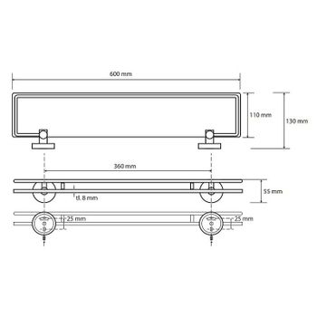 Стеклянная полка Bemeta Omega 104102212 Хром — фото 2, Полки для ванной и душа
