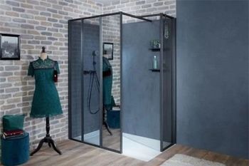 Душевая стенка Jacob Delafon Nouvelle Vague 30 E94WI30-MZ профиль Черный стекло зеркальное — фото 2, Боковые стенки