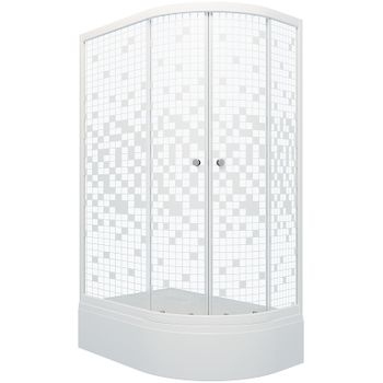 Душевой уголок Triton Коралл 120х80 В L Щ0000061782 профиль Белый стекло прозрачное с узором — фото 1, Асимметричные душевые уголки