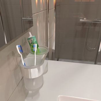 Стакан для зубных щеток Altasan Лотос ЛТ42Х двойной Хром — фото 2, Стаканы для зубных щеток