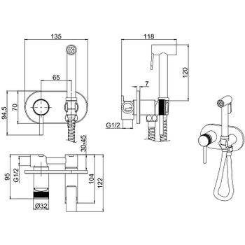 Гигиенический душ со смесителем Allen Brau Priority 5.31005-31 Черный матовый — фото 12, Гигиенические души