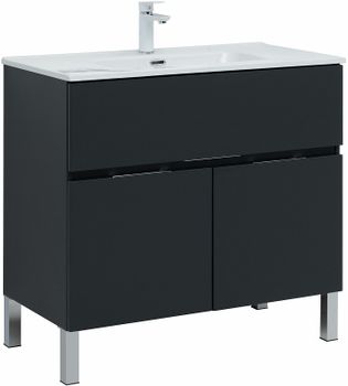 Тумба под раковину Aquanet Алвита New 90 303911 Антрацит — фото 1, Тумбы под раковину