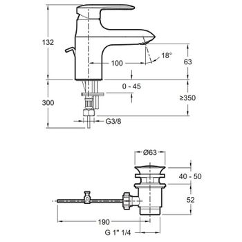 Смеситель для раковины Jacob Delafon Kumin E99980-CP Хром — фото 4, Смесители для раковины