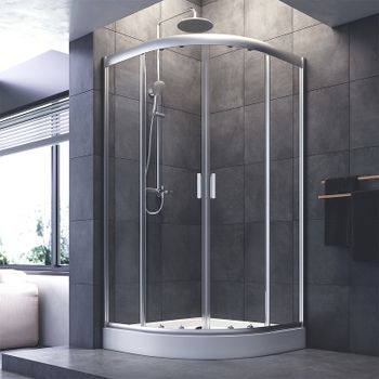 Душевой уголок AM.PM Gem W90G-401-100WT Профиль матовый хром, стекло прозрачное — фото 2, Душевые уголки четверть круга