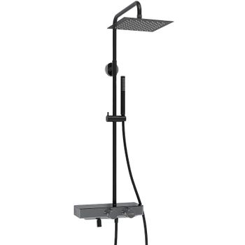 Душевая система WasserKRAFT A114.255.217.CB Thermo с термостатом Черная матовая — фото 5, Душевые стойки