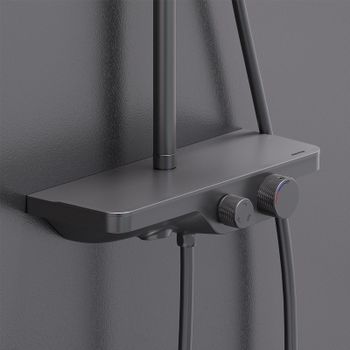 Душевая система Damixa Apollo 947730300 Черная матовая — фото 4, Душевые стойки