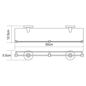 Стеклянная полка WasserKRAFT Rhein K-6244 Хром — фото 4, Полки для ванной и душа